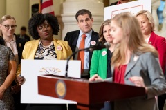 October 22, 2019: Senator Katie Muth joins other legislators and activists in rallying support for menstrual equity legislation in the House and Senate.