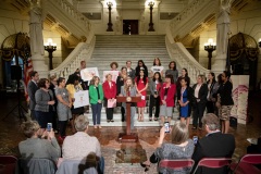 October 22, 2019: Senator Katie Muth joins other legislators and activists in rallying support for menstrual equity legislation in the House and Senate.