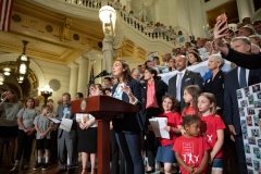 June 19, 2019:  State Senator Katie Muth was joined by several hundred people at a rally calling for 100 percent renewable energy to Pennsylvania by 2050.
