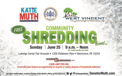 Sen. Muth, Rep. Howard Announce Free Shredding Event in West Vincent Township