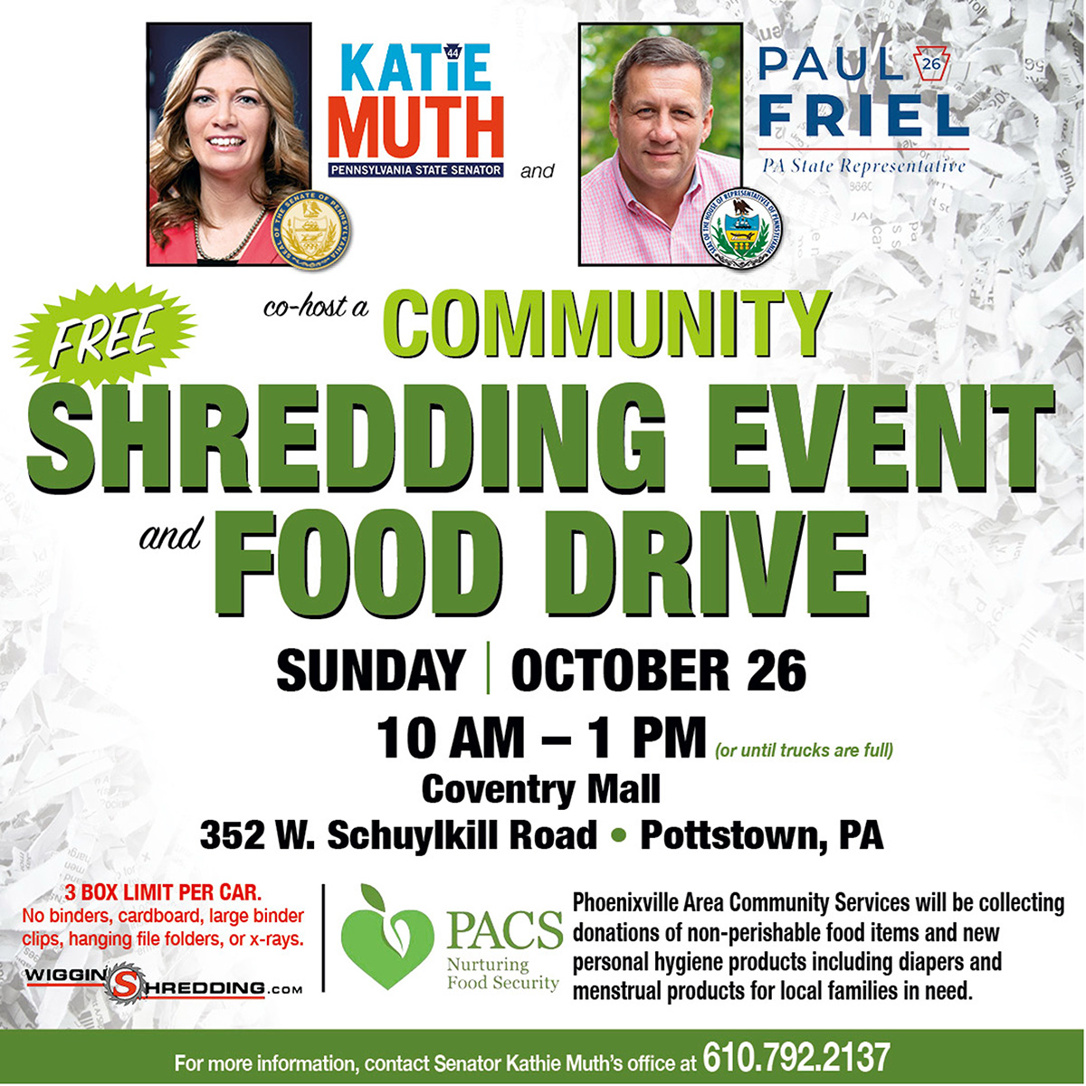 Shredding Event and Food Drive on October 26, 2025